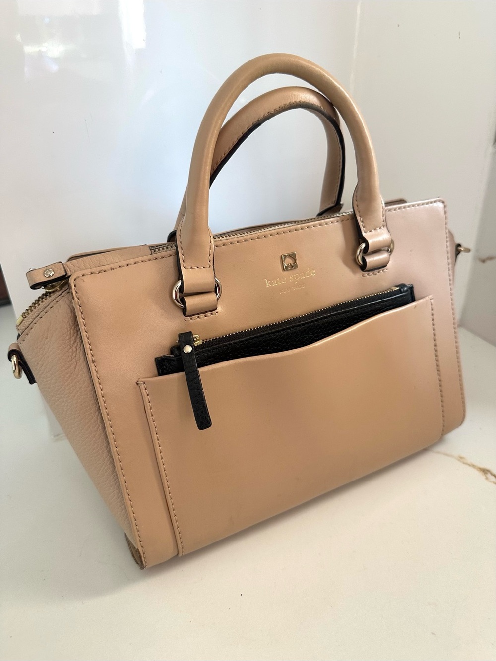 Kate Spade Hadley St Mini Bernadine Satchel/Cross-body Affgto(Tan)/Blk(210)